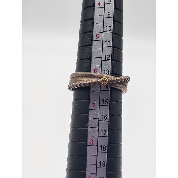 Pandora ALE Rising Star Sterling Silver 925 Diamond 14K Crossover Ring Sz 6.25 - Picture 6 of 10